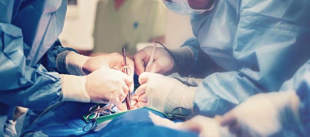 Surgical team performing a procedure